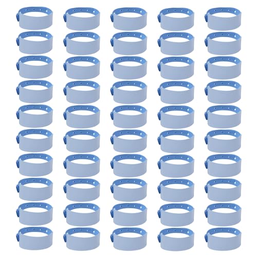 50 Stück Blaue Blanko-Armbänder, Identifikationsarmbänder, Eingangsarmbänder, Verstellbare Einfache Armbänder, Aktivitätsarmbänder, Klebearmbänder von JTMKYO
