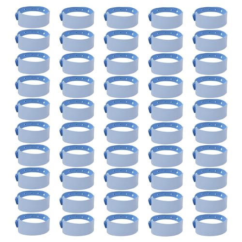50 Stück Blaue Blanko-Armbänder, Identifikationsarmbänder, Eingangsarmbänder, Verstellbare Einfache Armbänder, Aktivitätsarmbänder, Klebearmbänder von JTMKYO