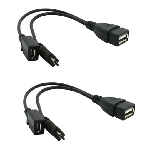 2-Pack OTG Kabel Ersatz for Fire Stick 4K, for Amazon Fire TV, kompatibel mit for Samsung Galaxy LG Android Telefon Tablet Micro USB Host mit Micro USB Power von JTMM
