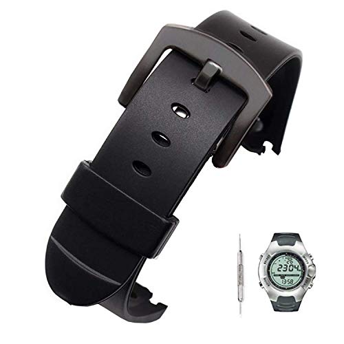 JTMM Gummi-Ersatz-Uhrenarmband for SUUNTO Observer SR X6HRM, Luxus-Kautschukband mit Metallanschlüssen, Fitness-Laufsport-Armband (schwarz) von JTMM