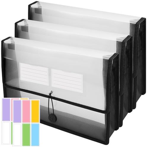 3er-Pack Aktenordner aus Kunststoff im A4-Format, durchsichtiger Aktenordner mit Brieftaschenumschlägen, 6 cm erweiterbare Aktenordner ohne Trennwänd von JTOOYS