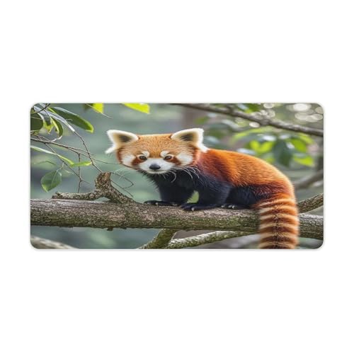 Rutschfeste Schreibtischunterlage, roter Panda-Druck, großes Mauspad, Schreibtischunterlage, Computer-Schreibtischunterlage, personalisiertes Mauspad, keine Kantenverriegelung von JTREWBV
