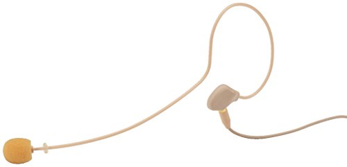 JTS CM-801F Elektret-Ohrbügelmikrofon, ultraleichtes Bühnen-Mikrofon mit einem Ohr-Haken, unauffälliges Headset inklusive Tasche und Windschutz, in Beige von JTS