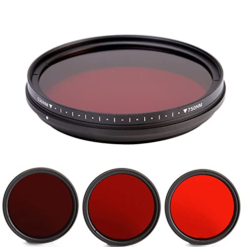 Einstellbar IR. Infrarotinfrarot-Infrarot-Röntgen-Filter 530/590/630/680/720/750 nm for 46 49 52 55 58 62 67 72 77 82 mm DSLR-Kamera (Caliber : 82mm) von JTSF