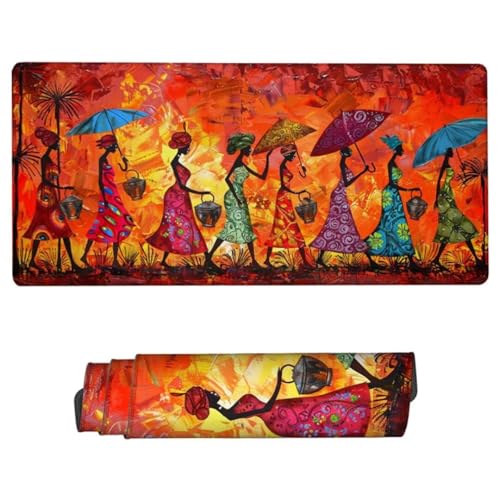 Mauspad XXL 1000x500x3mm,Mousepad Afrika Schreibtischunterlage,Mousepad Frau Gaming Mauspad Wasserdicht,Desk Mat mit Vernähte Kanten,Rutschfester Mouse Pad,Mauspads für Gaming,Büro,Zuhause ZH-465 von JUAIYOON
