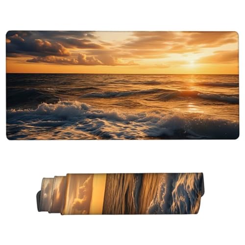 Mauspad XXL 500x250x3mm,Mousepad Wellen Schreibtischunterlage,Mousepad Sonnenaufgang Gaming Mauspad Wasserdicht,Desk Mat mit Vernähte Kanten,Rutschfester Mouse Pad,Mauspads für Gaming,Büro ZH-883 Mauspad XXL 500x250x3mm,Mousepad Wellen Schreibtischunterlage,Mousepad Sonnenaufgang Gaming Mauspad Wasserdicht,Desk Mat mit Vernähte Kanten,Rutschfester Mouse Pad,Mauspads für Gaming,Büro ZH-883 von JUAIYOON