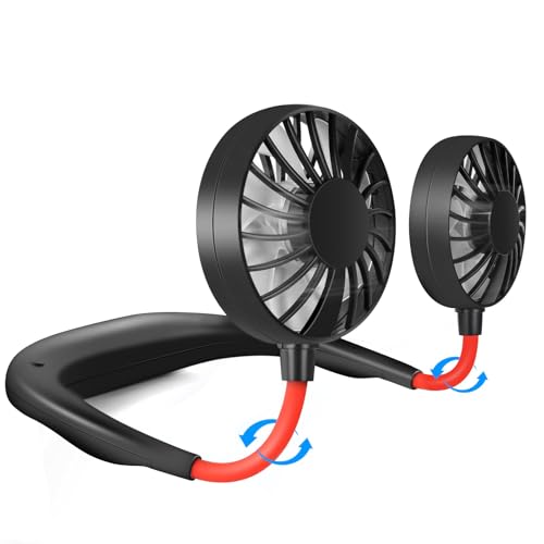 Mini Handfreier USB Ventilator, Tragbarer Persönlicher Ventilator mit Ladefunktion 3 Geschwindigkeiten 360 Grad Drehbar perfekt für Reisen Sport und Büro, Nackenband Kopfhörer-Design -Schwarz Mini Handfreier USB Ventilator, Tragbarer Persönlicher Ventilator mit Ladefunktion 3 Geschwindigkeiten 360 Grad Drehbar perfekt für Reisen Sport und Büro, Nackenband Kopfhörer-Design -Schwarz von JUANANIUG