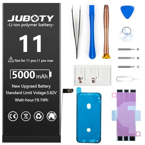 JUBOTY 5000mAh Akku für iPhone 11, Neues Upgrade High-Density-Zellen hohe Kapazität Li-ion Akku Ersatz für iPhone 11 Model A2111 A2221 A2223 mit Professionelle Reparatur-Tools JUBOTY 5000mAh Akku für iPhone 11, Neues Upgrade High-Density-Zellen hohe Kapazität Li-ion Akku Ersatz für iPhone 11 Model A2111 A2221 A2223 mit Professionelle Reparatur-Tools von JUBOTY