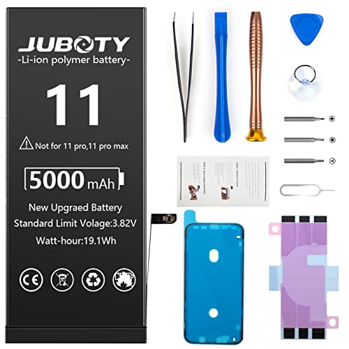 JUBOTY 5000mAh Akku für iPhone 11, verbesserter Lithium-Ionen-Akku mit hoher Kapazität für iPhone 11, Modell A2111, A2221 A2223 mit professionellem Reparaturwerkzeugsatz JUBOTY 5000mAh Akku für iPhone 11, verbesserter Lithium-Ionen-Akku mit hoher Kapazität für iPhone 11, Modell A2111, A2221 A2223 mit professionellem Reparaturwerkzeugsatz von JUBOTY
