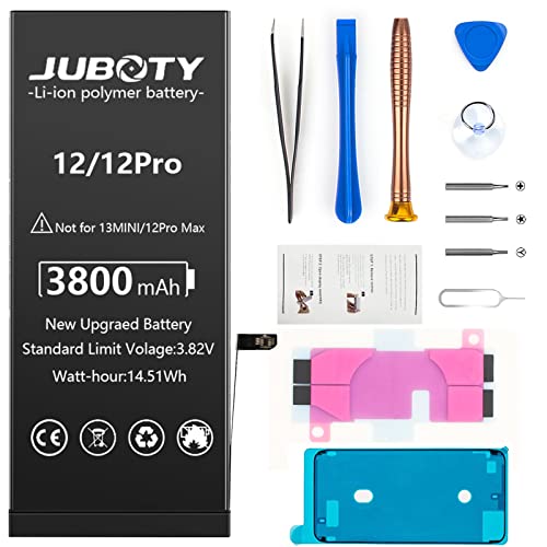JUBOTY 5000mAh Akku für iPhone 12/12Pro, Neues Upgrade High-Density-Zellen hohe Kapazität Li-ion Akku Ersatz für iPhone 12/12Pro mit Professionelle Reparatur-Tools JUBOTY 5000mAh Akku für iPhone 12/12Pro, Neues Upgrade High-Density-Zellen hohe Kapazität Li-ion Akku Ersatz für iPhone 12/12Pro mit Professionelle Reparatur-Tools von JUBOTY