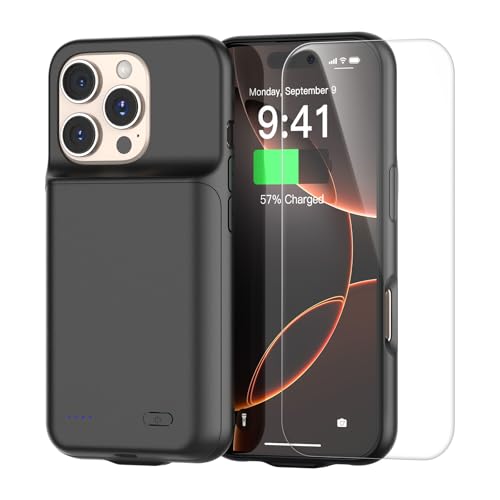 Reise-Akku-Hülle für iPhone 16 Pro 6,3 Zoll, 2025 verbesserte 7000 mAh zusätzliche Akkulaufzeit, 15 W, Schnellladung, externe, wiederaufladbare tragbare Ladehülle mit HD-Displayschutzfolie aus Reise-Akku-Hülle für iPhone 16 Pro 6,3 Zoll, 2025 verbesserte 7000 mAh zusätzliche Akkulaufzeit, 15 W, Schnellladung, externe, wiederaufladbare tragbare Ladehülle mit HD-Displayschutzfolie aus von JUBOTY