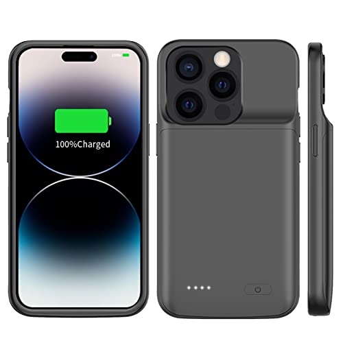 JUBOTY 8500 mAh Akkuhülle für iPhone 14 Pro Max 6,7Zoll, Hohe Kapazität, Schnelles Aufladen Tragbare Ladehülle, wiederaufladbarer Handy-Akku-Ladegerät-Hüllen (Schwarz, iPhone14 Pro Max,8500mAh) von JUBOTY