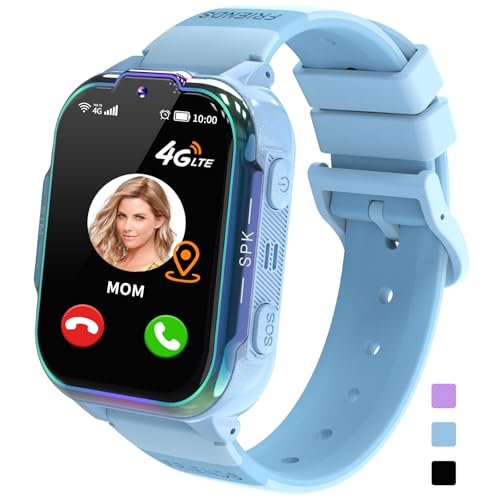 JUBUNRER 4G Smartwatch Kinder mit GPS und Telefon GPS Tracker Kinder Telefonuhr Videoanruf SOS Schrittzähler Wecker Spiele Wasserdicht Kamera Armbanduhr Kinderuhr Jungen Mädchen Kindergeschenke- von JUBUNRER