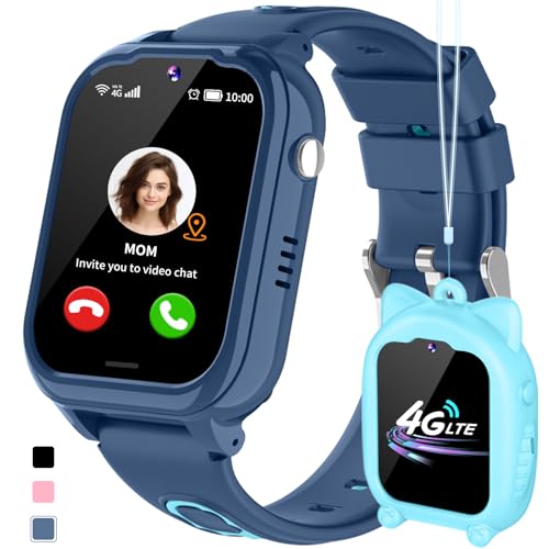 JUBUNRER 4G Smartwatch Kinder mit GPS und Telefon Videoanruf SOS Schrittzähler Spiele Wecker Lernkarten Wasserdicht Smart Watch Kinder Telefonuhr Armbanduhr Kinderuhr Junge Jungen Mädchen Geschenke- von JUBUNRER