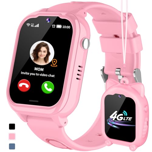 JUBUNRER 4G Smartwatch Kinder mit GPS und Telefon Videoanruf SOS Schrittzähler Spiele Wecker Lernkarten Wasserdicht Smart Watch Kinder Telefonuhr Armbanduhr Kinderuhr Mädchen Jungen Junge Geschenke- von JUBUNRER