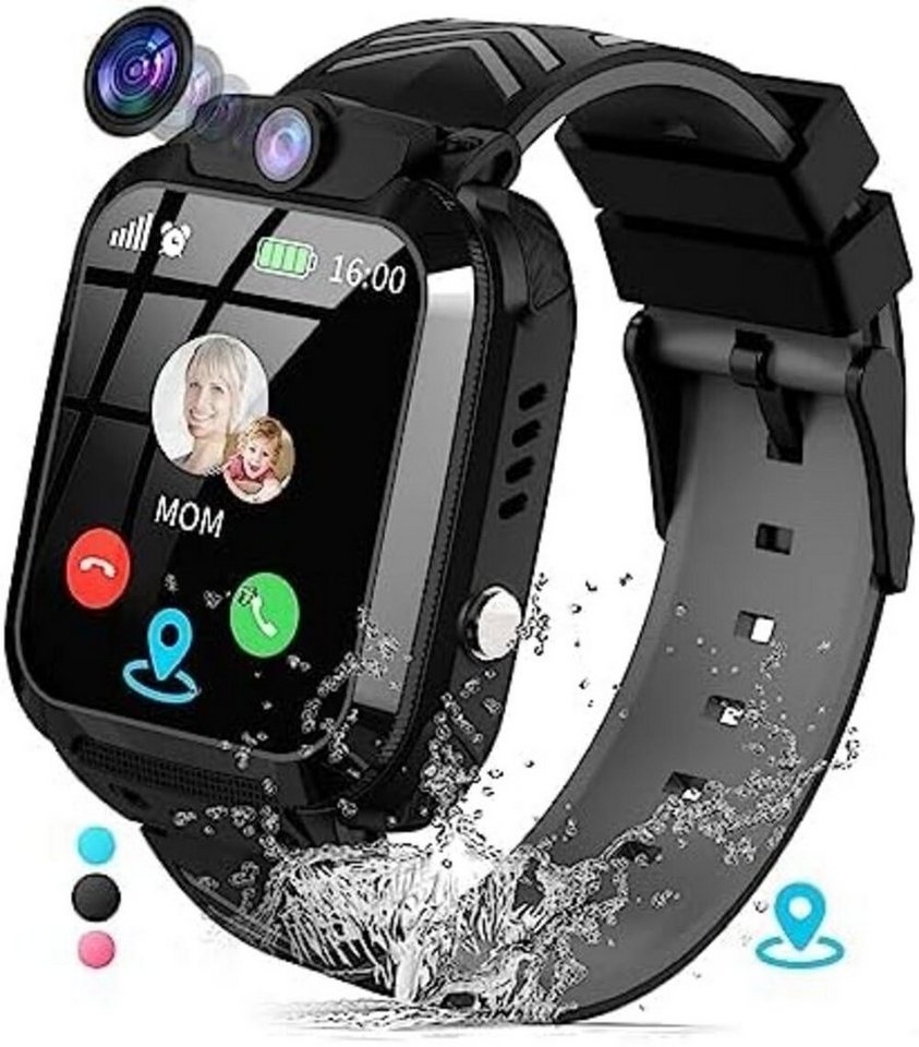 JUBUNRER Smartwatch (SIM Karte), Telefonuhr Wasserdicht IP68 Armbanduhr Junge Spiele Wecker SOS Armband von JUBUNRER