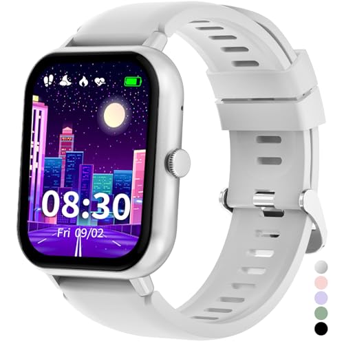 JUBUNRER Smartwatch Kinder Jungen Mädchen Kinderuhr Herzfrequenz Schlaf Schrittzähler Wecker Sport Spiel IP68 Wasserdicht Fitness Tracker Fitnessuhr Kinder Uhr Smart Watch Kids für Teenager Geschenke von JUBUNRER