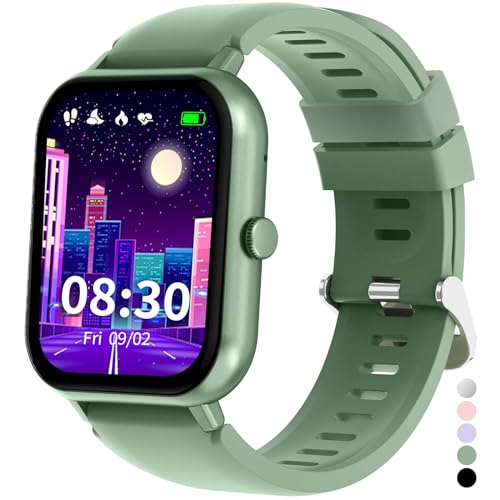 JUBUNRER Smartwatch Kinder Jungen Mädchen Kinderuhr Herzfrequenz Schlaf Schrittzähler Wecker Sport Spiel IP68 Wasserdicht Fitness Tracker Fitnessuhr Kinder Uhr Smart Watch Kids für Teenager Geschenke von JUBUNRER