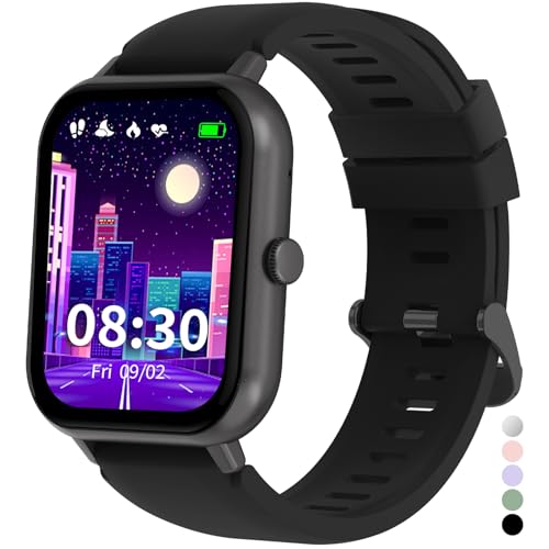 JUBUNRER Smartwatch Kinder Jungen Mädchen Kinderuhr Herzfrequenz Schlaf Schrittzähler Wecker Sport Spiel IP68 Wasserdicht Fitness Tracker Fitnessuhr Kinder Uhr Smart Watch Kids für Teenager Geschenke von JUBUNRER