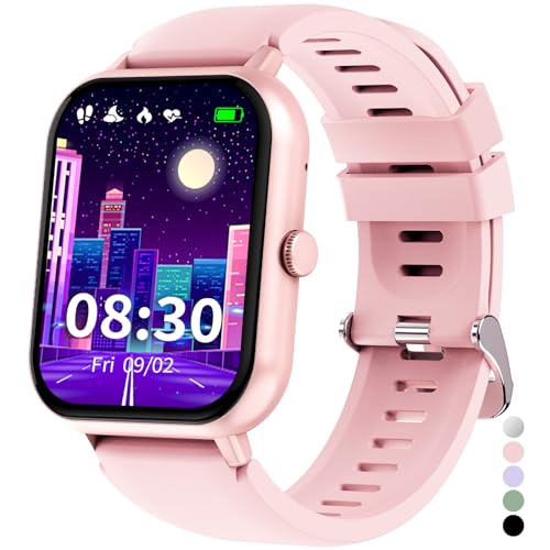 JUBUNRER Smartwatch Kinder Mädchen Jungen Kinderuhr Herzfrequenz Schlaf Schrittzähler Wecker Sport Spiel IP68 Wasserdicht Fitness Tracker Fitnessuhr Kinder Uhr Smart Watch Kids für Teenager Geschenke von JUBUNRER