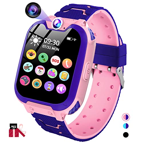 JUBUNRER Smartwatch Kinder Spiele, MP3, Apel, Kinderuhr Mädchen Jungen mit Touchscreen Kamera Alarm SOS Video Taschenrechner Kalender mit SD Card Geburtstagsgeschenk Kinder 3-12 Jahre von JUBUNRER