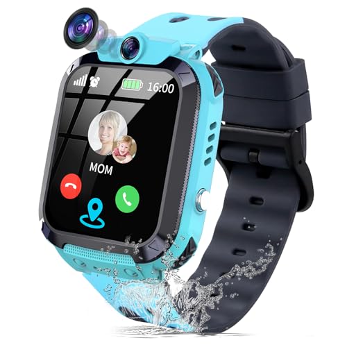 JUBUNRER Smartwatch Kinder mit GPS und Telefon GPS Tracker Kinder Telefonuhr SOS Wecker Schulmodell Wasserdicht Kamera Spiele Armbanduhr Kinderuhr Junge Mädchen Kinder Smartwatch Kindergeschenke- von JUBUNRER
