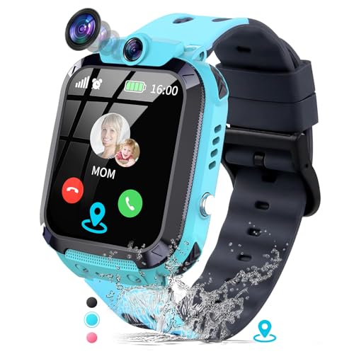JUBUNRER Smartwatch Kinder mit GPS und Telefon Kinder GPS Uhr Tracker Kinder Telefonieren SOS Wecker Spiel IP68 Wasserdicht Armbanduhr Kinder Junge Mädchen 3-12 Jahre Geburtstag Kindergeschenke von JUBUNRER