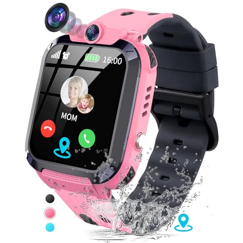 JUBUNRER Smartwatch Kinder mit GPS und Telefon Kinder GPS Uhr Tracker Kinder Telefonieren SOS Wecker Spiel IP68 Wasserdicht Armbanduhr Kinder Junge Mädchen 3-12 Jahre Geburtstag Kindergeschenke von JUBUNRER