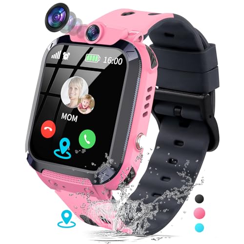 JUBUNRER Smartwatch Kinder mit GPS und Telefon Wasserdicht IP68 GPS Tracker Kinder SOS HD Photo Wecker Puzzle Spiel Armbanduhr Jungen Mädchen Telefonuhr Kinderuhr 3-12 Jahre Kindergeschenke von JUBUNRER