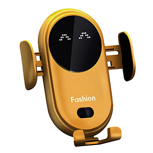 Auto Wireless Charger Handyhalterung, Smart Automatisch Handyhalter KFZ Ladegerät mit Automatic Sensor Ladefunktion Car Handy Halter (Yellow) von JUDANNA