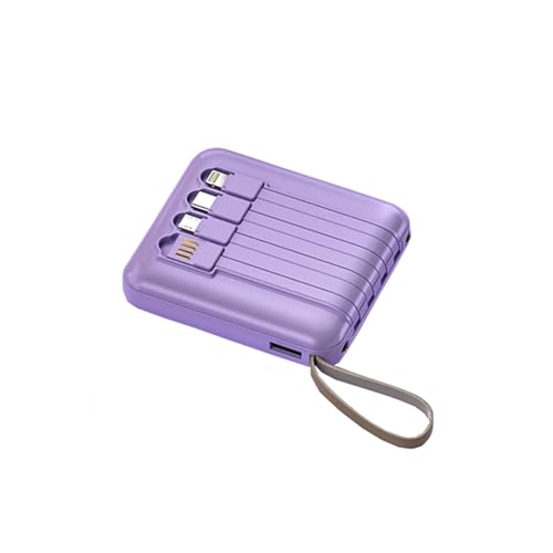 Tragbares Ladegerät Power Bank 20000mah Display Power Bank, Schnelles Aufladen, Schnelles Aufladen Power Bank, 4 Cord Mobile Power (Lila) von JUDEWY