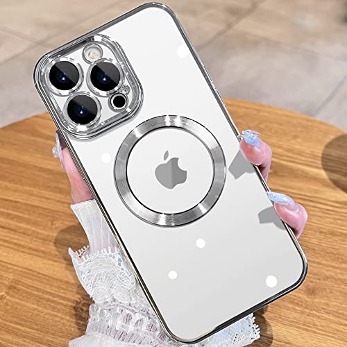 JUESHITUO EinheitsSchutz Serie für iPhone 13 Pro Hülle für MagSafe (Mit Integrierter Kameraschutz) [TOP N52 Starke Magnete] Kratzfest Handyhülle iPhone 13 Pro Case für Frauen (6,1") - Silver von JUESHITUO