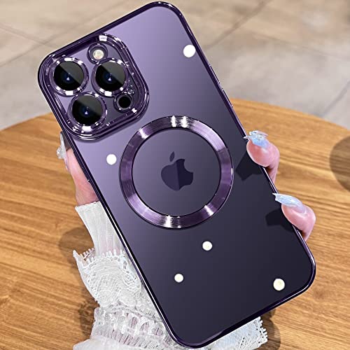 JUESHITUO EinheitsSchutz Serie für iPhone 14 Pro Max Hülle für MagSafe (Mit Integrierter Kameraschutz) [TOP N52 Starke Magnete] Kratzfest Handyhülle iPhone 14 Pro Max Case für Frauen (6,7") Dunkellila von JUESHITUO