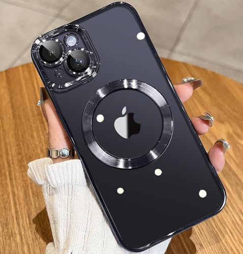 JUESHITUO EinheitsSchutz Serie für iPhone 15 Hülle für MagSafe (Mit Integrierter Kameraschutz) [TOP N56 Starke Magnete] Schutzhülle Stoßfeste Kratzfest Handyhülle iPhone 15 Case (6,1") Schwarz von JUESHITUO
