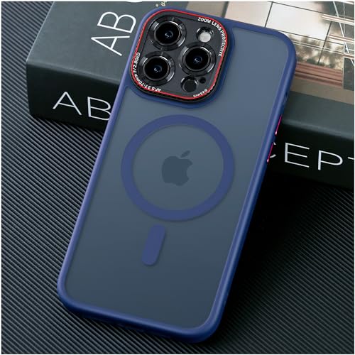 JUESHITUO Verteidiger Serie für iPhone 14 Pro Max Hülle für MagSafe (Mit Integrierter Kameraschutz) [TOP N56 Starke Magnete] Stoßfest Kratzfest Matt Handyhülle iPhone 14 Pro Max Case Blau-6,7" von JUESHITUO