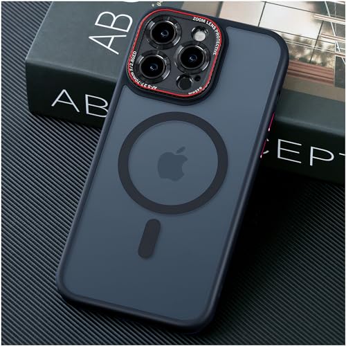 JUESHITUO Verteidiger Serie für iPhone 14 Pro Max Hülle für MagSafe (Mit Integrierter Kameraschutz) [TOP N56 Starke Magnete] Stoßfest Kratzfest Matt Handyhülle iPhone 14 Pro Max Case Schwarz - 6,7" von JUESHITUO