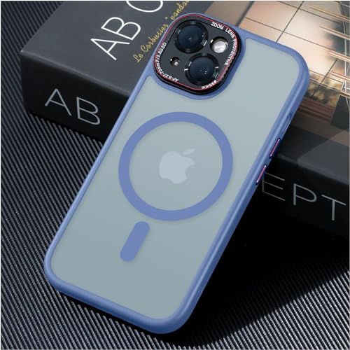 JUESHITUO Verteidiger Serie für iPhone 15 Hülle für MagSafe (Mit Integrierter Kameraschutz) [TOP N56 Starke Magnete] Stoßfest Kratzfest Matt Handyhülle iPhone 15 Case Blau von JUESHITUO