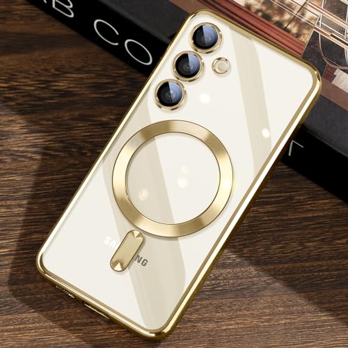 JUESHITUO für Samsung Galaxy S24 Hülle für MagSafe (Mit Integrierter Kameraschutz) [TOP N56 Starke Magnete] Handyhülle Samsung S24 5G für Frauen Mädchen Galaxy S24 Case - Titan Gold von JUESHITUO