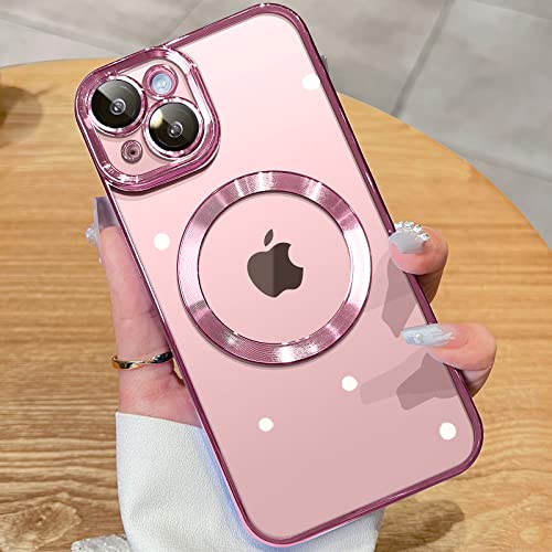 JUESHITUO für iPhone 13 Hülle für MagSafe (Mit Integrierter Kameraschutz) [TOP N52 Starke Magnete] Schutzhülle iPhone 13 für Frauen Mädchen Handyhülle iPhone 13 Case (6,1") - Rosa von JUESHITUO