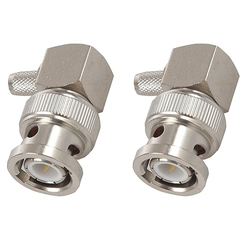 JUFUM 2 x BNC-Stecker, rechtwinklig, Crimp für RG58 RG400 RFC195 RF Koax-Adapter-Stecker, Silber von JUFUM