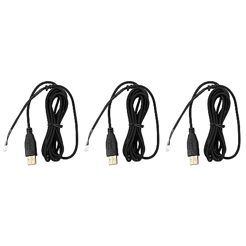 JUFUM 3 x USB-Kabel-Maus für Deathadder 2013, 2,1 m, 5 Drähte, 5 Pins, plattiert, Ersatz für Gaming-Maus von JUFUM