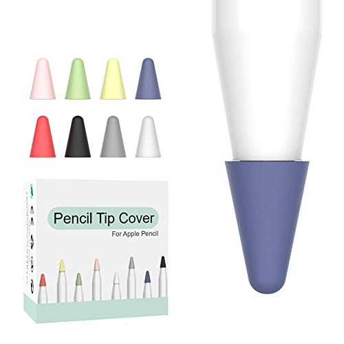 Apple Pencil Spitzen,8er-Pack Kappe für Apple Pencil 1.und 2. Generation Silikon Schreibfedern Schutzhülle Kompatibel mit 1. und 2. Generation rutschfeste iPencil Tips für Pro Weiß Muticolor von JUHONNZ