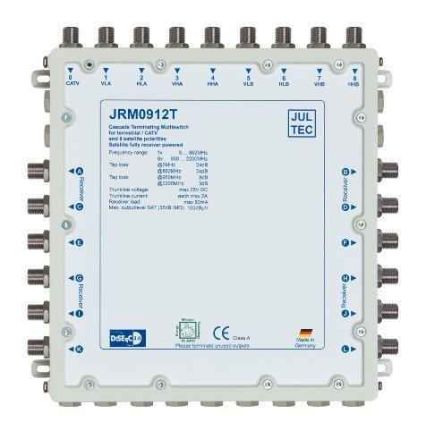 JULTEC JRM0912T 2 Satelliten Multischalter 9/12 für 12 Teilnehmer Receivergespeist ohne Strom/ Stromanschluss, Druckgussgehäuse, Neueste Generation von JULTEC