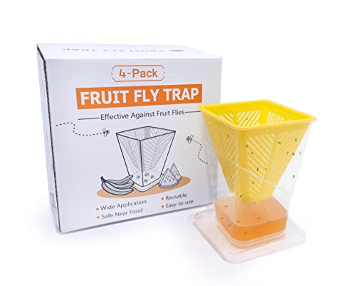 4X Fruchtfliegenfalle Fruchtfliegen-Falle, Fruchtfliegen-Lebendfalle, Hochwirksame Ökologische Fruchtfliegenfalle für Küche und Innenraum Obstfliegenfalle von JULWHISPER