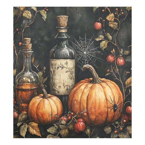 JUMBEAR Halloween-Kürbis- und Weinflaschen-Geschirrspüler-Magnetabdeckung, wasserdicht, magnetischer Aufkleber, Kühlschrankmagnet, Dekoration, Heimschrank, Aufkleber, Haushaltsgeräte, Aufkleber für von JUMBEAR