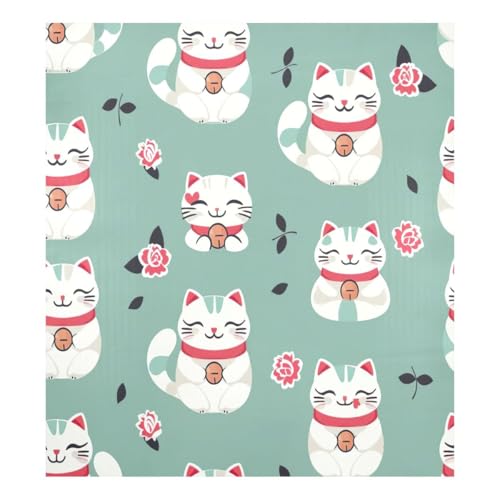 JUMBEAR Kühlschrank-Magnet-Aufkleber, Motiv: niedliche Cartoon-weiße Katze, wasserdicht, magnetisch, Dekoration, Zuhause, Schrank, Geräte, Aufkleber für Zuhause, Küche, 58,4 x 66 cm von JUMBEAR