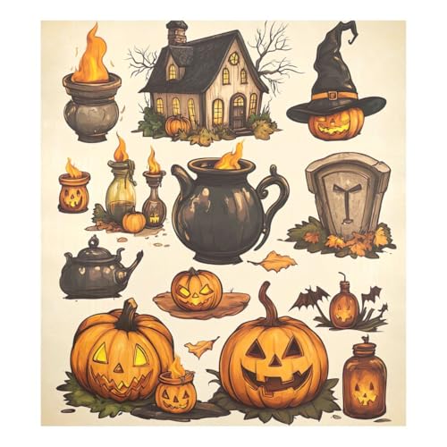 JUMBEAR Kühlschrank-Magnetabdeckung, Halloween-Hütte, wasserdicht, magnetisch, Dekoration, Heimschrank, Aufkleber, Haushaltsgeräte, Aufkleber für Zuhause, Küche, 58,4 x 66 cm von JUMBEAR
