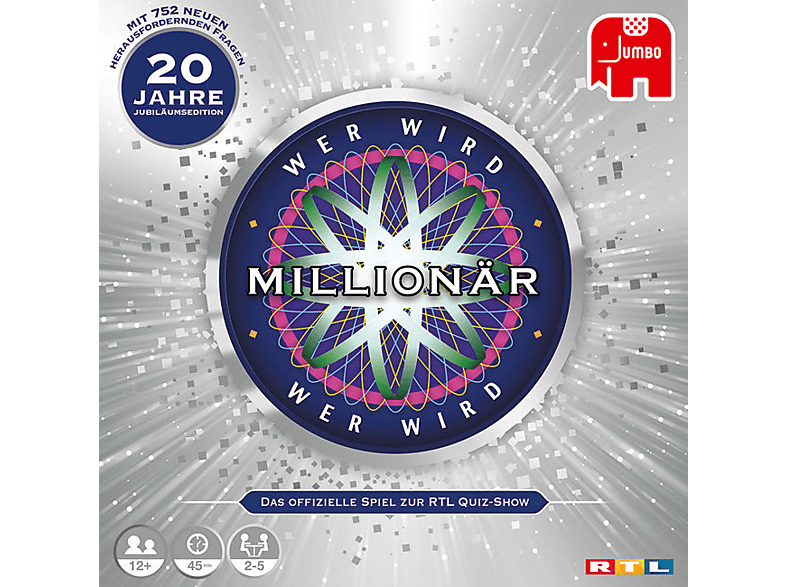 JUMBO Wer wird Millionär 20 Jahre Jubiedition Familienspiel Mehrfarbig JUMBO Wer wird Millionär 20 Jahre Jubiedition Familienspiel Mehrfarbig von JUMBO