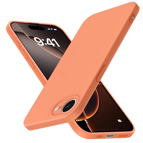 JUNAUTTB JUS01-220 Schutzhülle für iPhone 16e, Flüssigsilikon, Rundumschutz, weich, stoßfest, kratzfest, schlanke Passform, langlebig, 15,5 cm (6,1 Zoll), Orange von JUNAUTTB