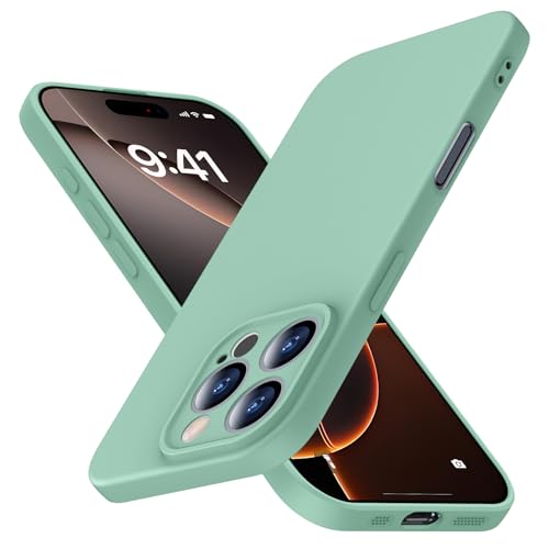 JUNAUTTB JUS01-223 Schutzhülle für iPhone 16 Pro Max, Flüssigsilikon, Rundumschutz, weich, stoßfest, kratzfest, schlanke Passform, langlebig, 17,5 cm (6,9 Zoll), helles Cyan von JUNAUTTB